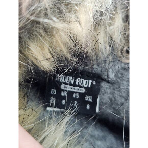 Moon Boot Monaco Women's Winter Black Boots Fauz Fur Trim Waterproof Size 7 - Picture 6 of 6